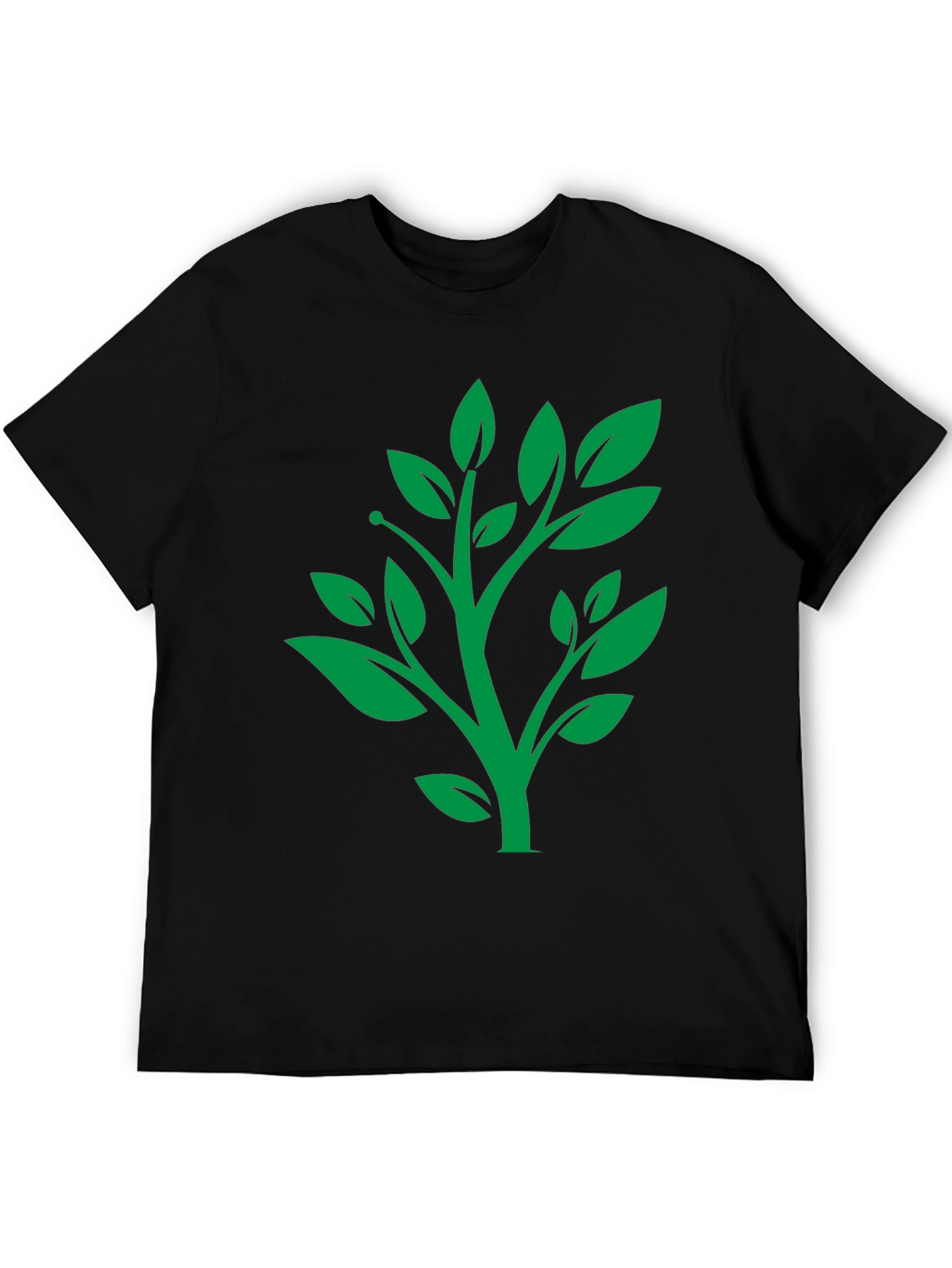 Green Tree Graphic Black T-Shirt