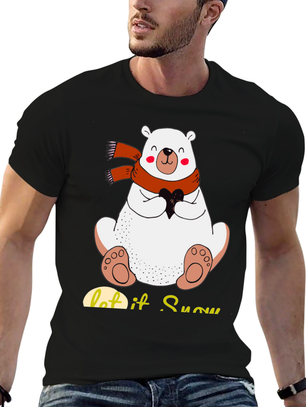 Cute Polar Bear T-Shirt: Let It Snow Holiday Tee