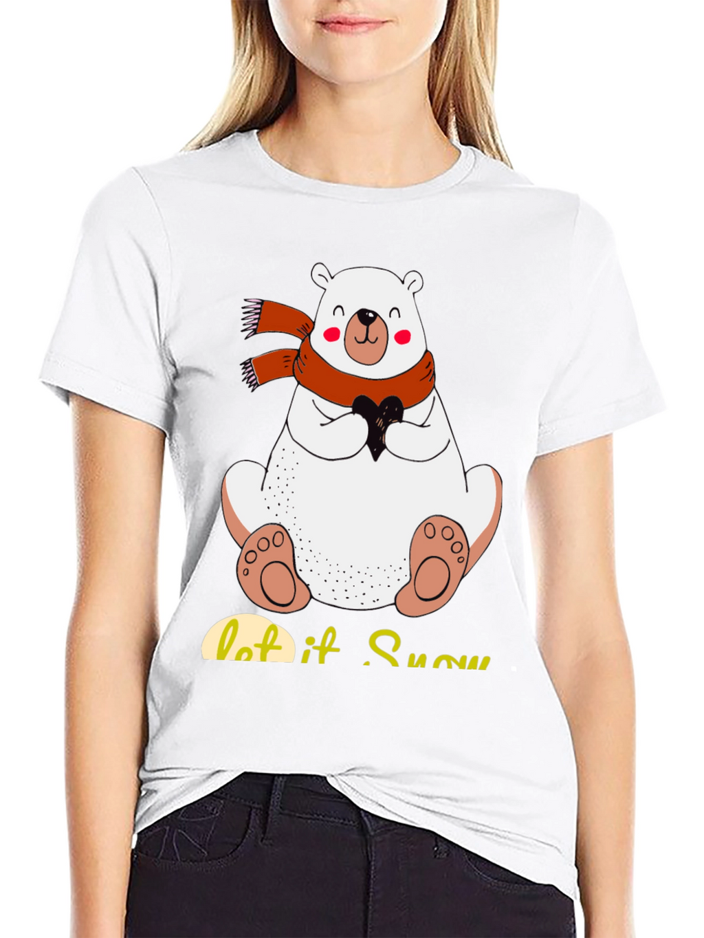 Cute Polar Bear T-Shirt: Let It Snow Holiday Tee