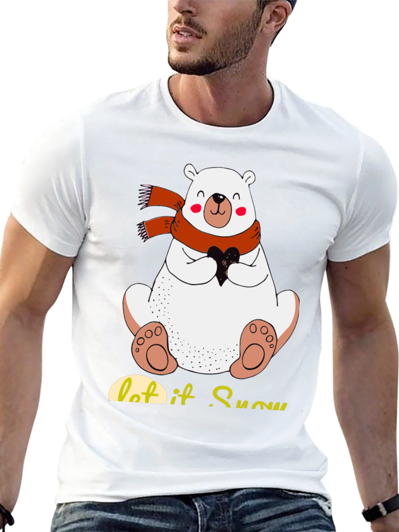 Cute Polar Bear T-Shirt: Let It Snow Holiday Tee
