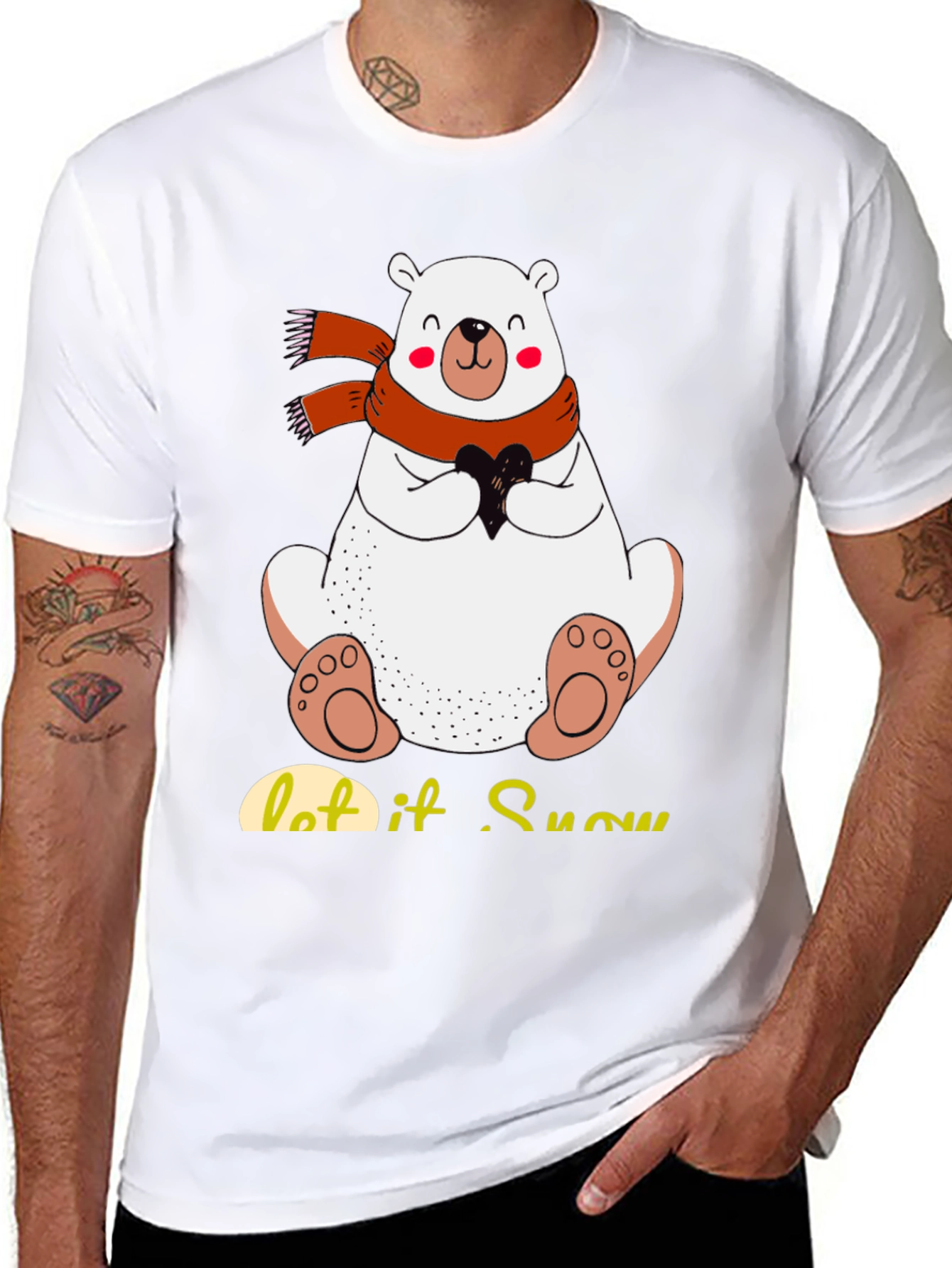 Cute Polar Bear T-Shirt: Let It Snow Holiday Tee