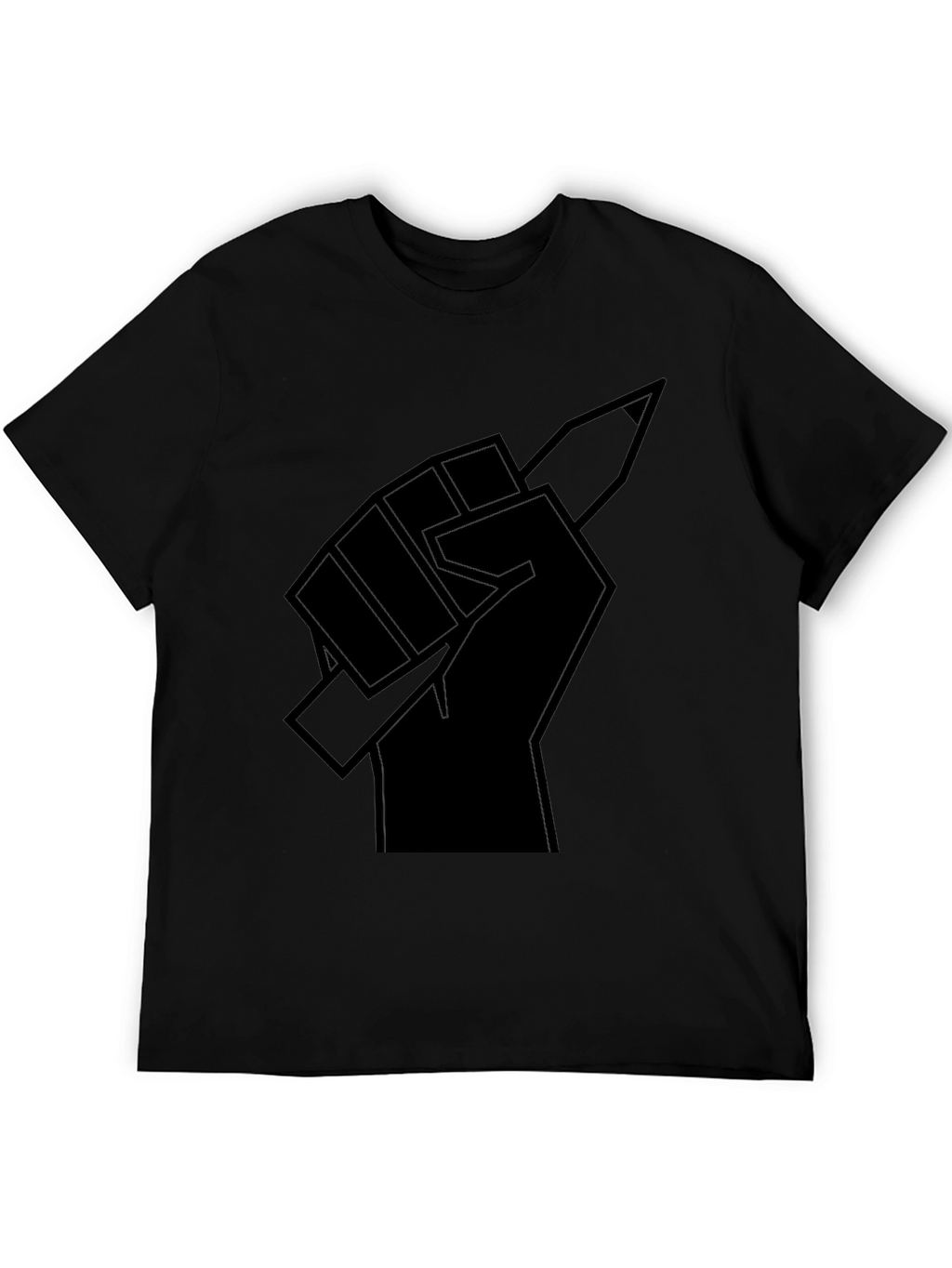 Fist Holding Pencil Graphic T-Shirt - Black