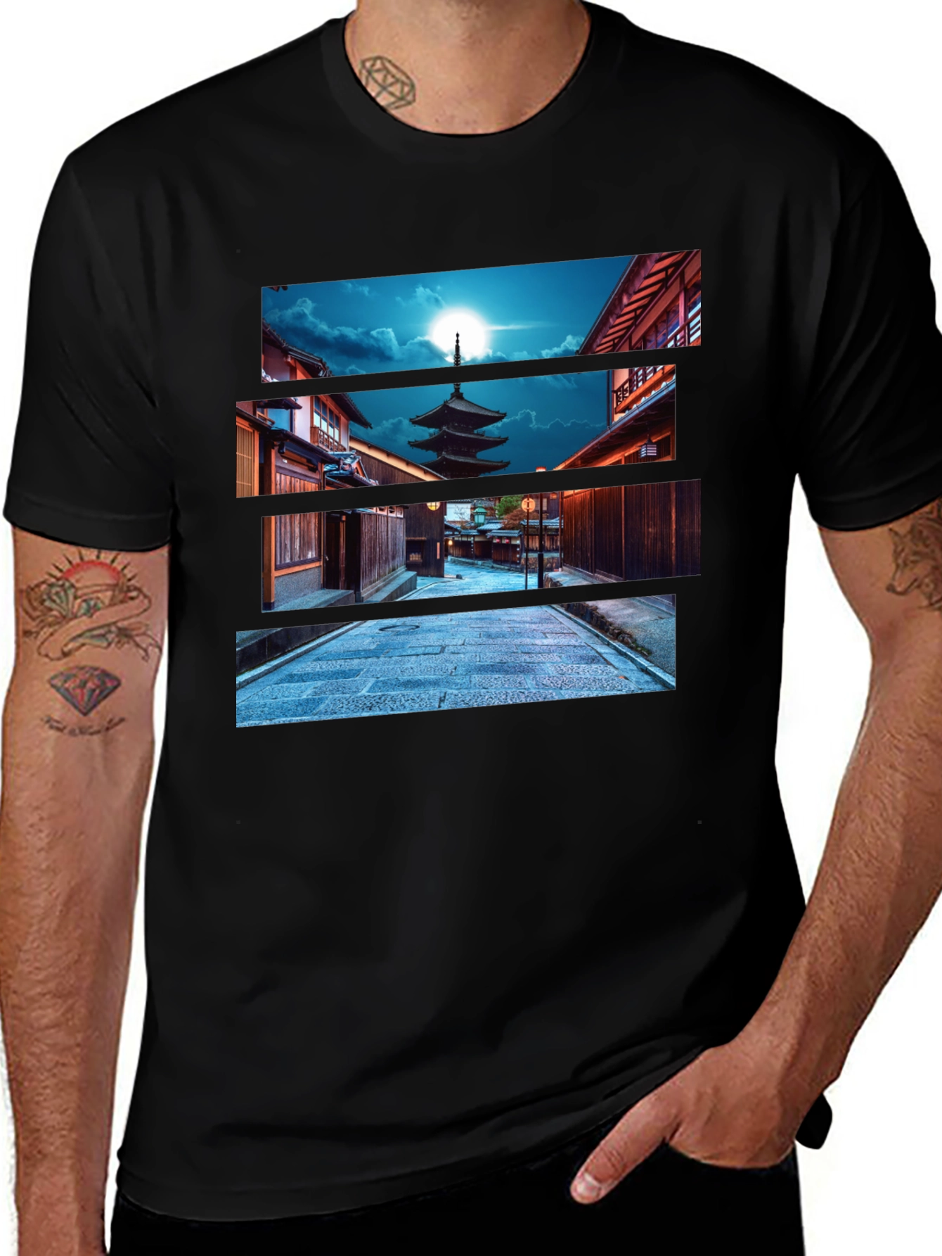 Japanese Pagoda Night T-Shirt