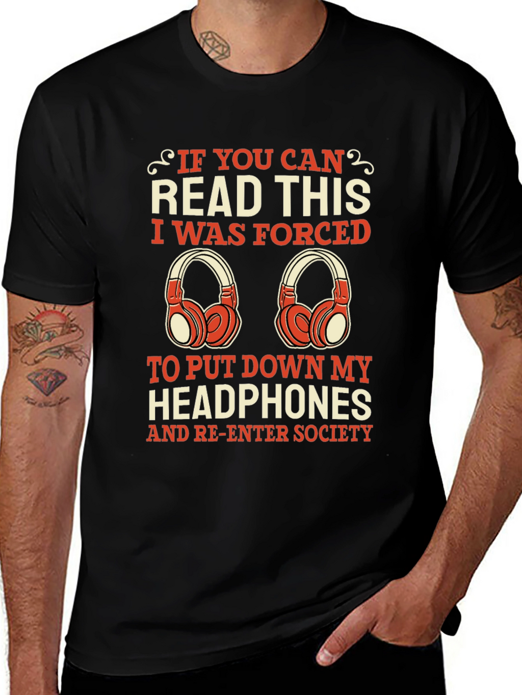 Funny Headphone Lover Tee - Forced to Socialize!