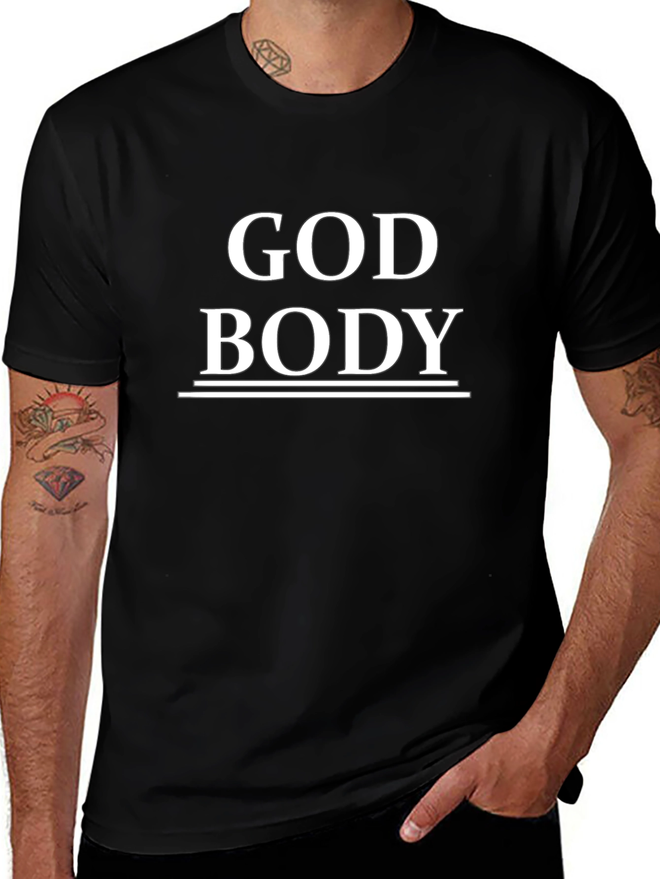 God Body Graphic Tee - Black Cotton T-Shirt