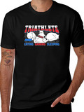 Triathlete Cat Lover T-Shirt Funny Cute Design