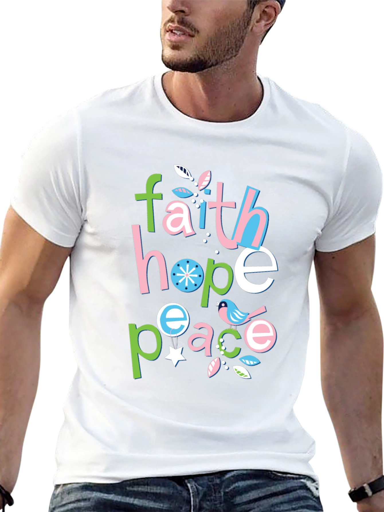 Faith Hope Peace Graphic Tee - Positive Vibes Shirt