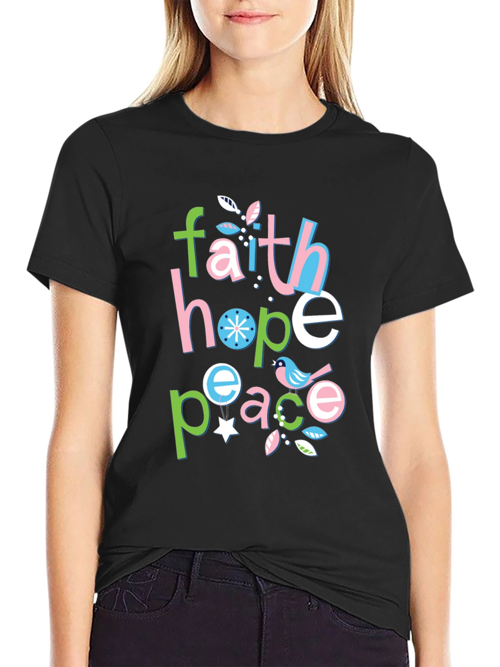 Faith Hope Peace Graphic Tee - Positive Vibes Shirt