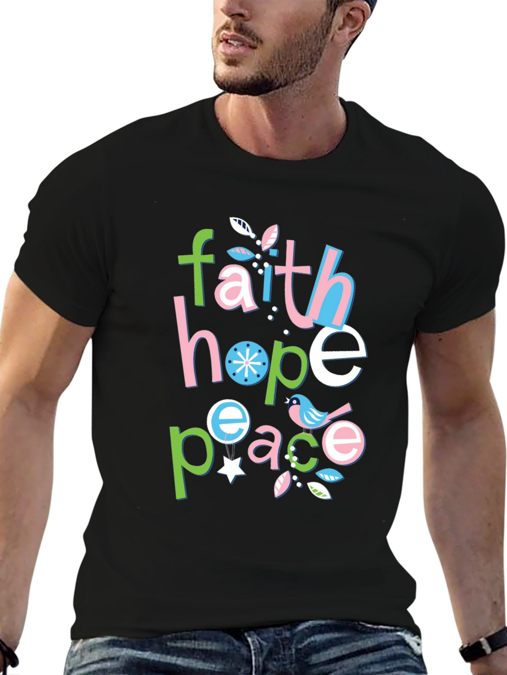 Faith Hope Peace Graphic Tee - Positive Vibes Shirt