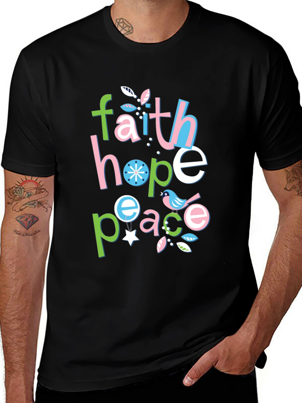 Faith Hope Peace Graphic Tee - Positive Vibes Shirt