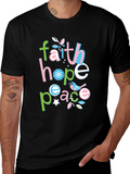 Faith Hope Peace Graphic Tee - Positive Vibes Shirt