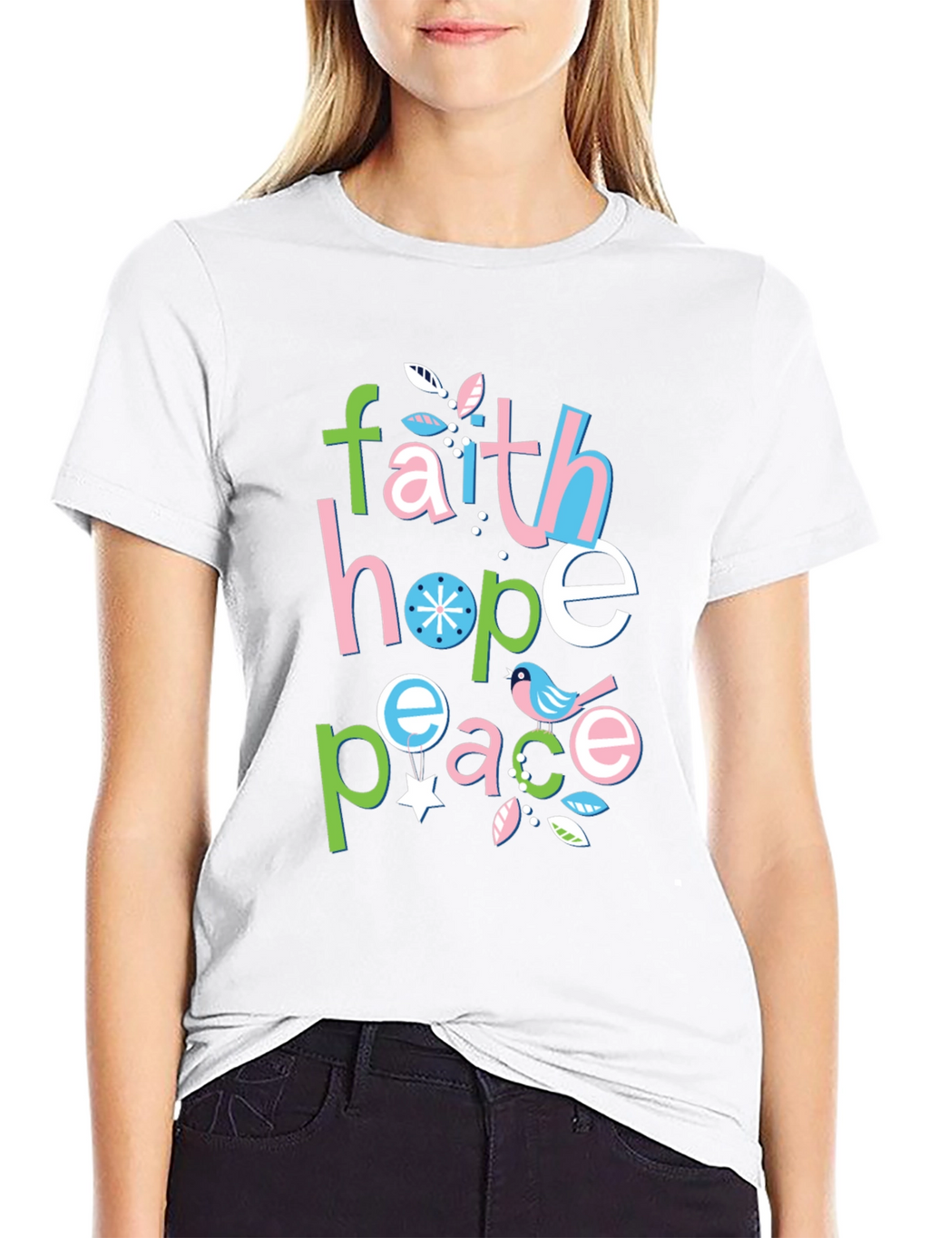 Faith Hope Peace Graphic Tee - Positive Vibes Shirt
