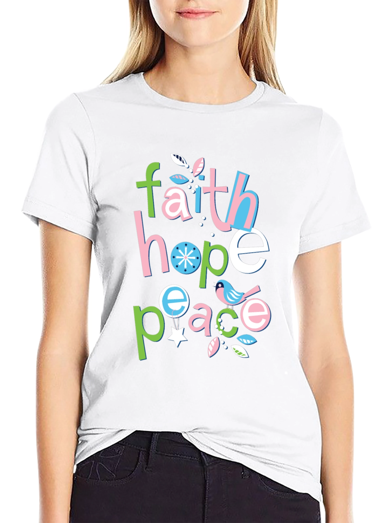 Faith Hope Peace Graphic Tee - Positive Vibes Shirt