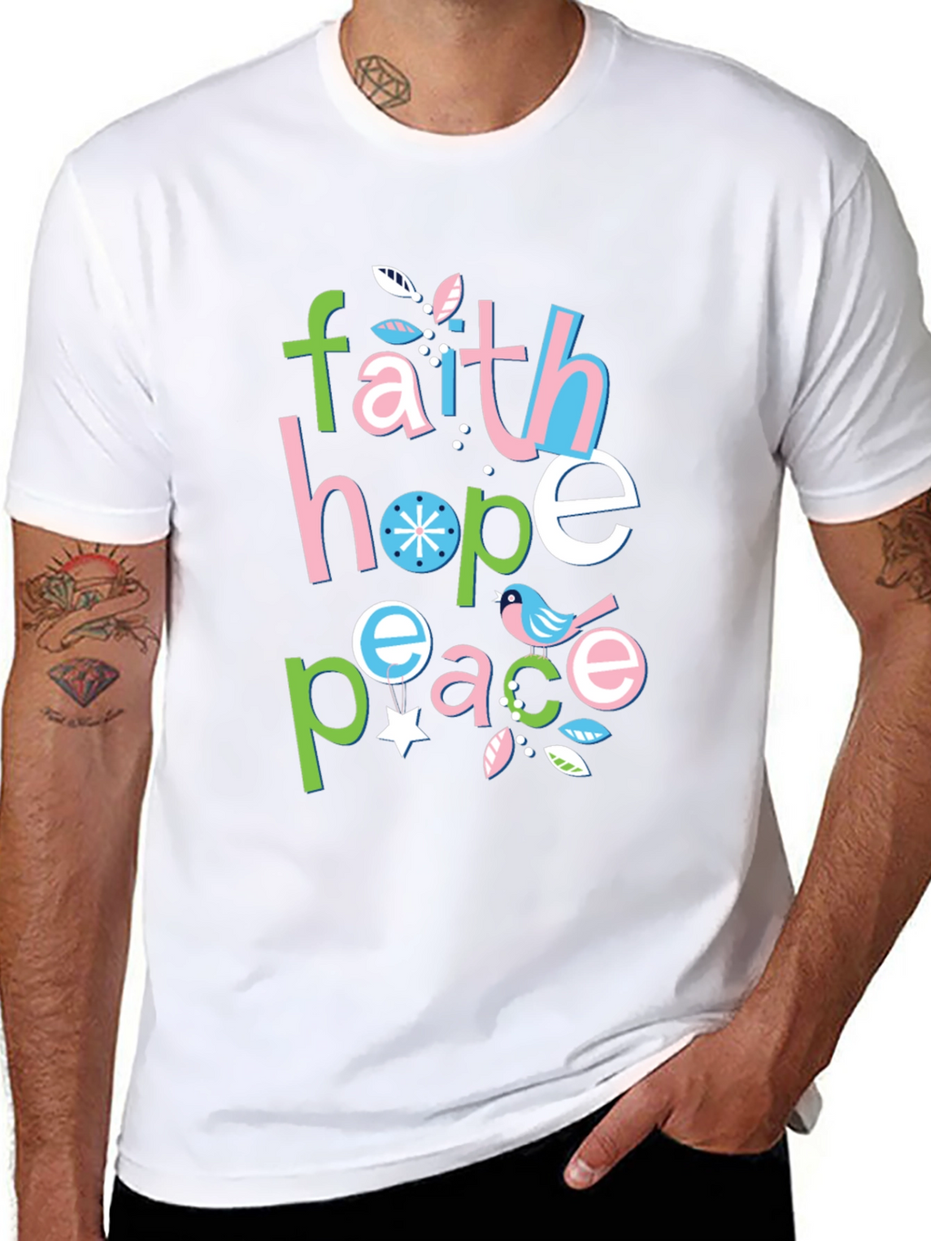 Faith Hope Peace Graphic Tee - Positive Vibes Shirt