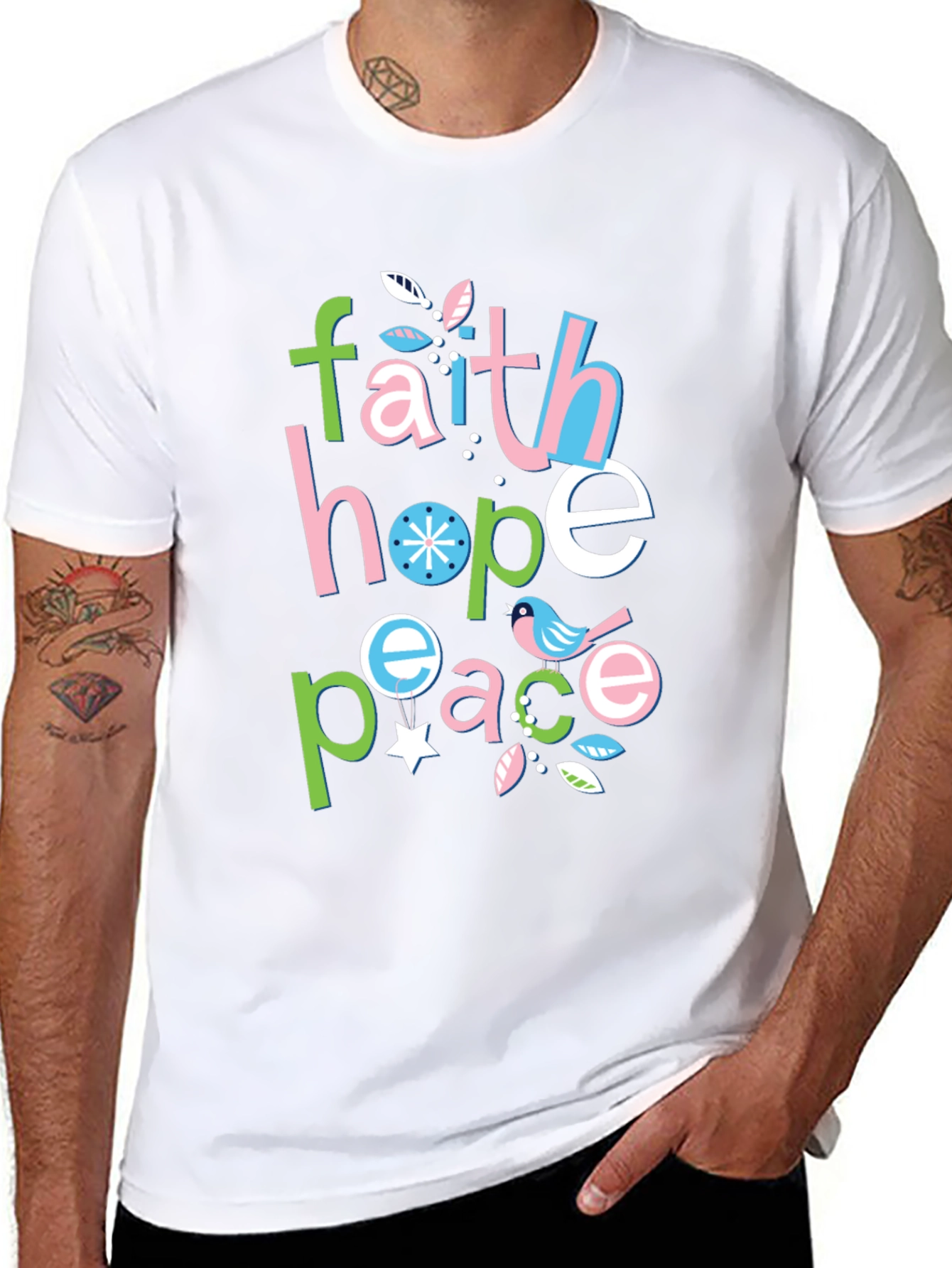 Faith Hope Peace Graphic Tee - Positive Vibes Shirt