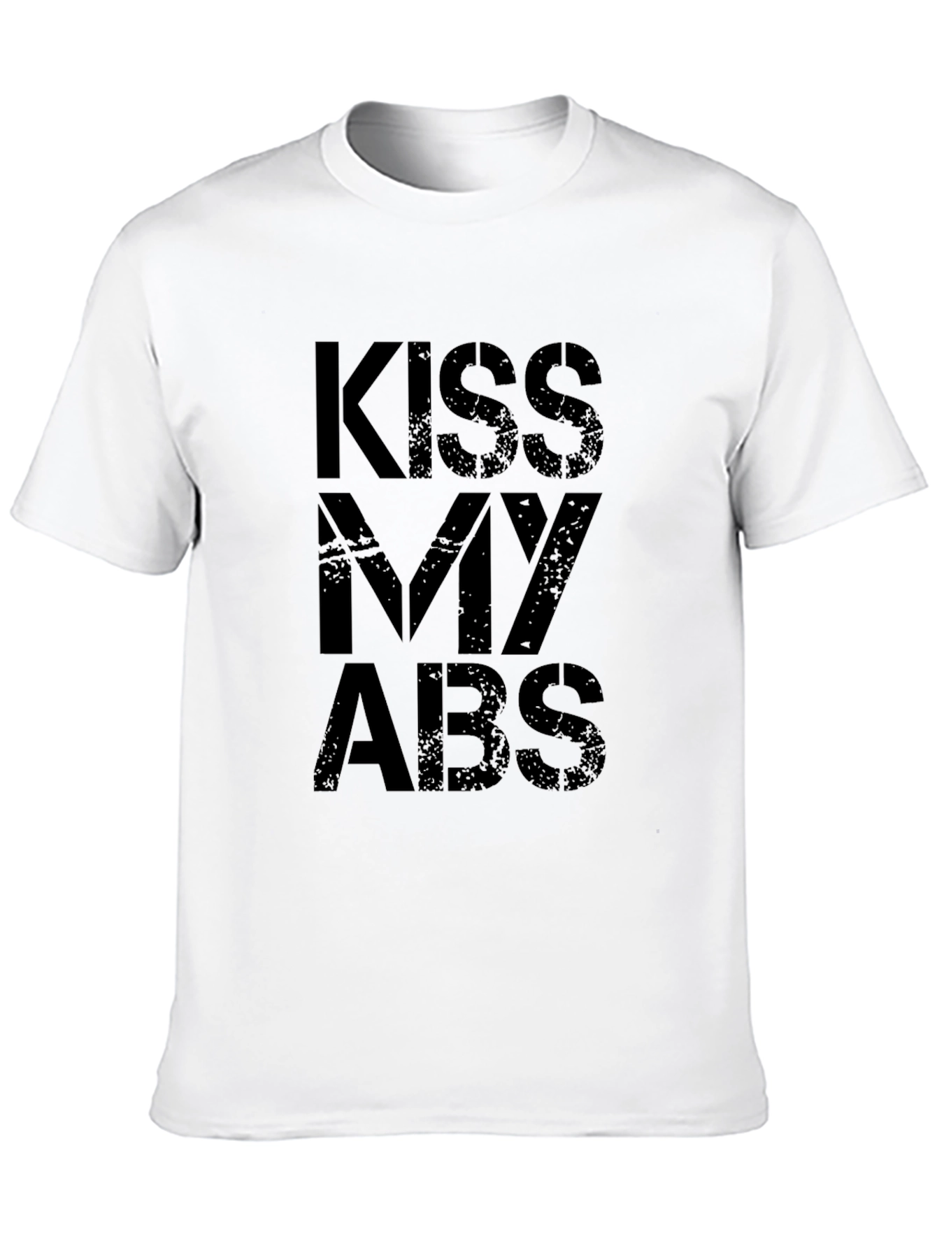 Kiss My Abs Funny Mens Black Graphic T-Shirt