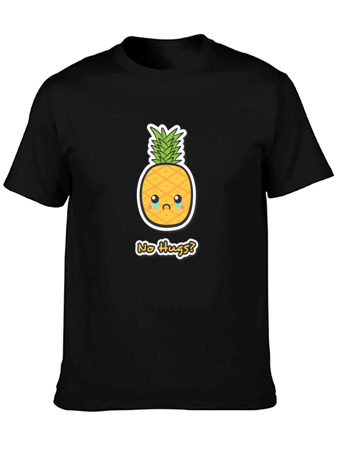 Sad Pineapple No Hugs? Graphic Tee - Black