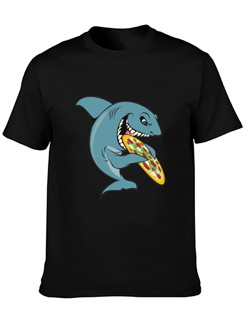 Shark Pizza Graphic Tee - Funny Cartoon T-Shirt