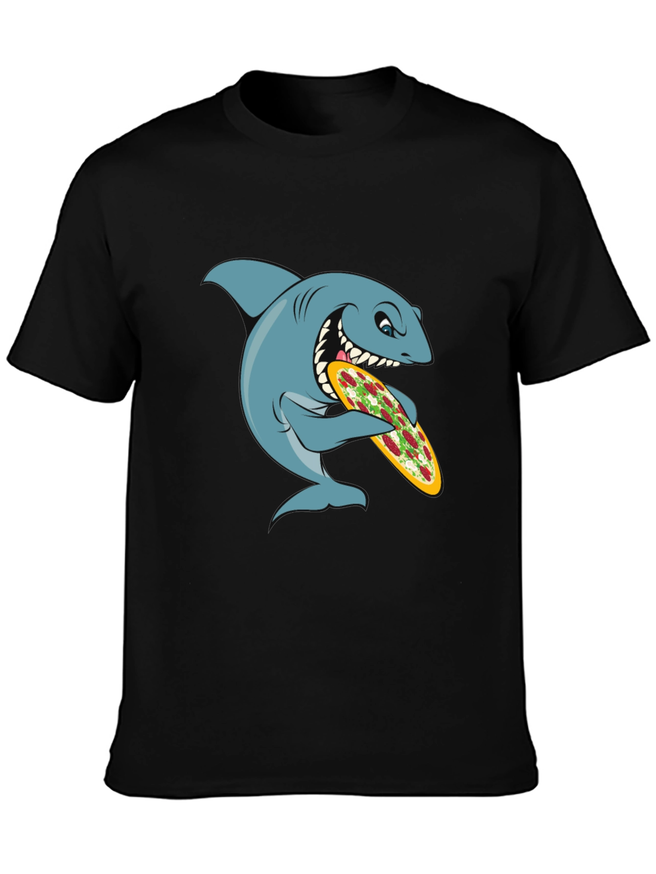 Shark Pizza Graphic Tee - Funny Cartoon T-Shirt