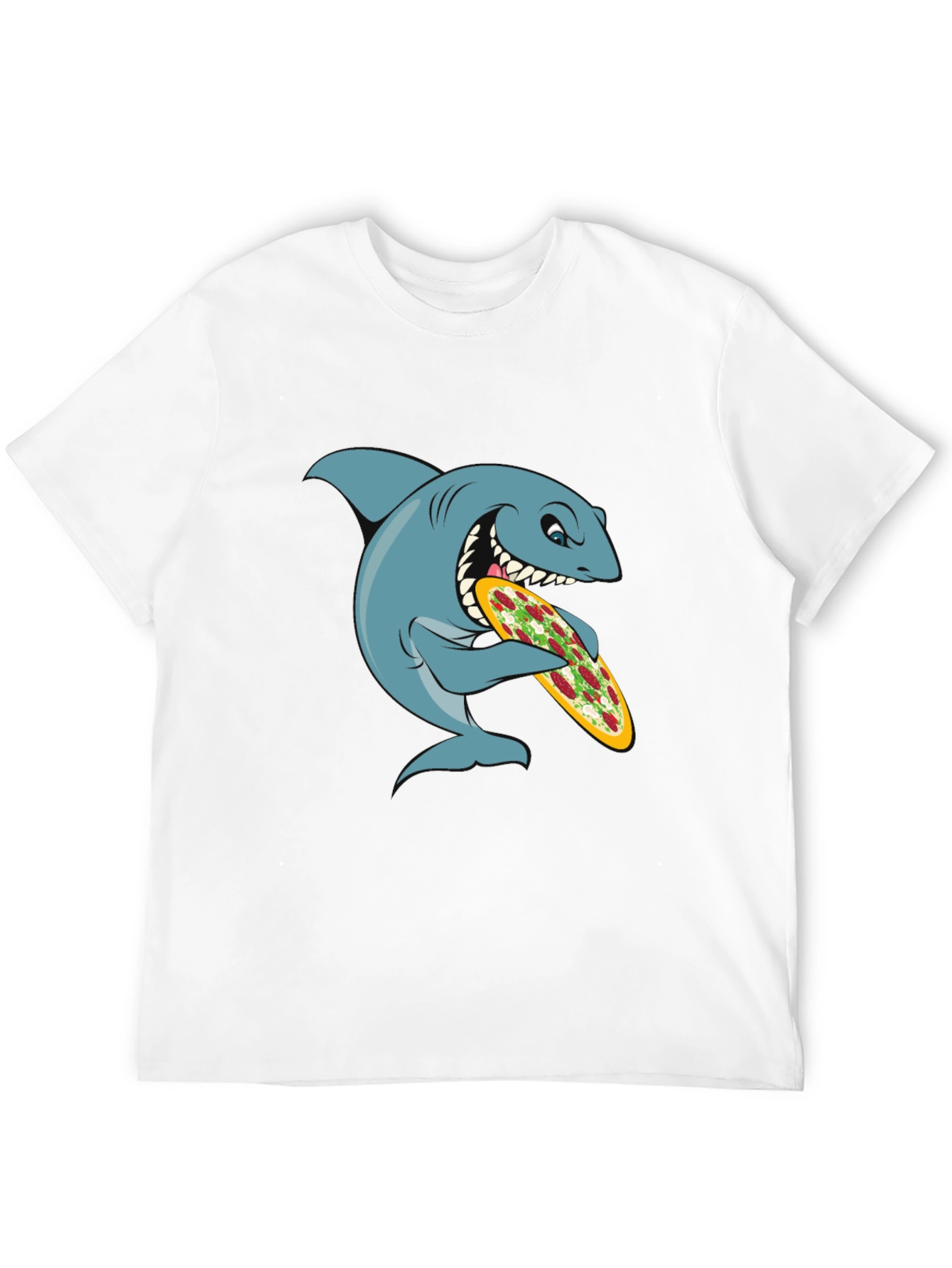 Shark Pizza Graphic Tee - Funny Cartoon T-Shirt
