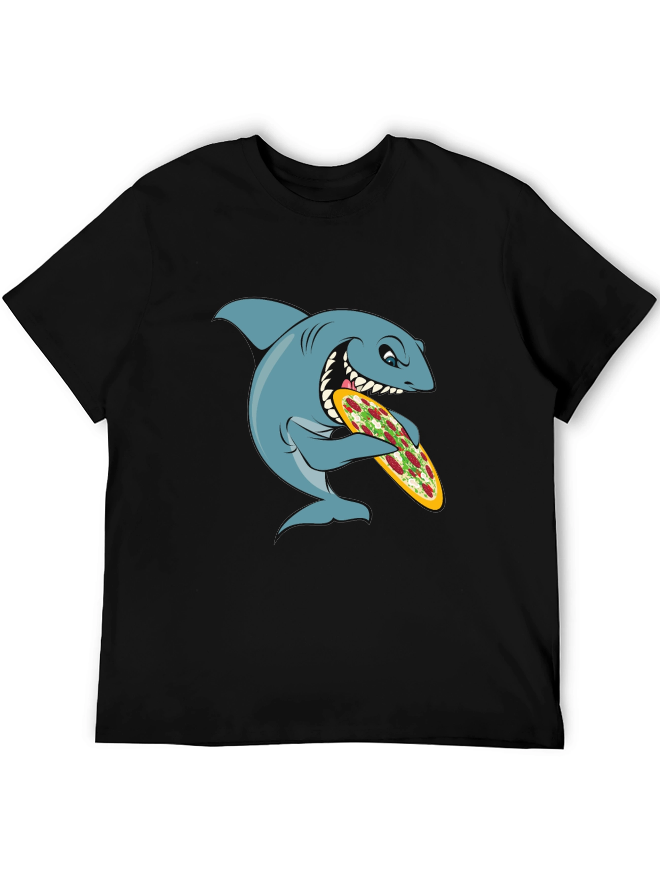 Shark Pizza Graphic Tee - Funny Cartoon T-Shirt