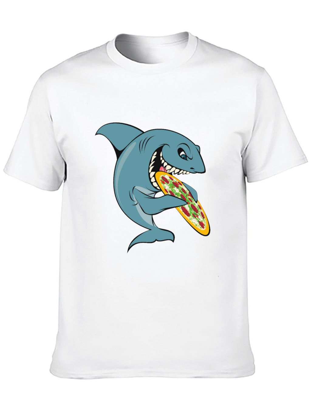 Shark Pizza Graphic Tee - Funny Cartoon T-Shirt