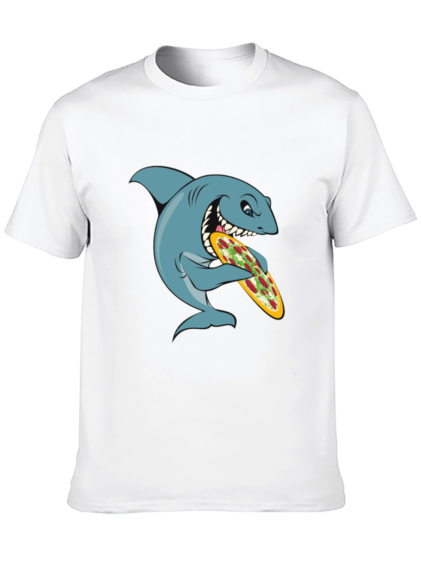 Shark Pizza Graphic Tee - Funny Cartoon T-Shirt