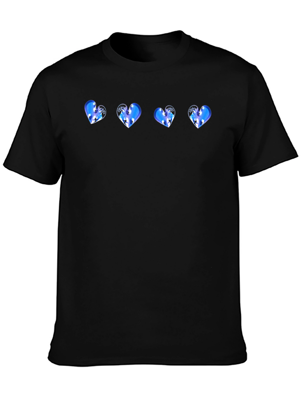 Black T-Shirt with Heart Pattern