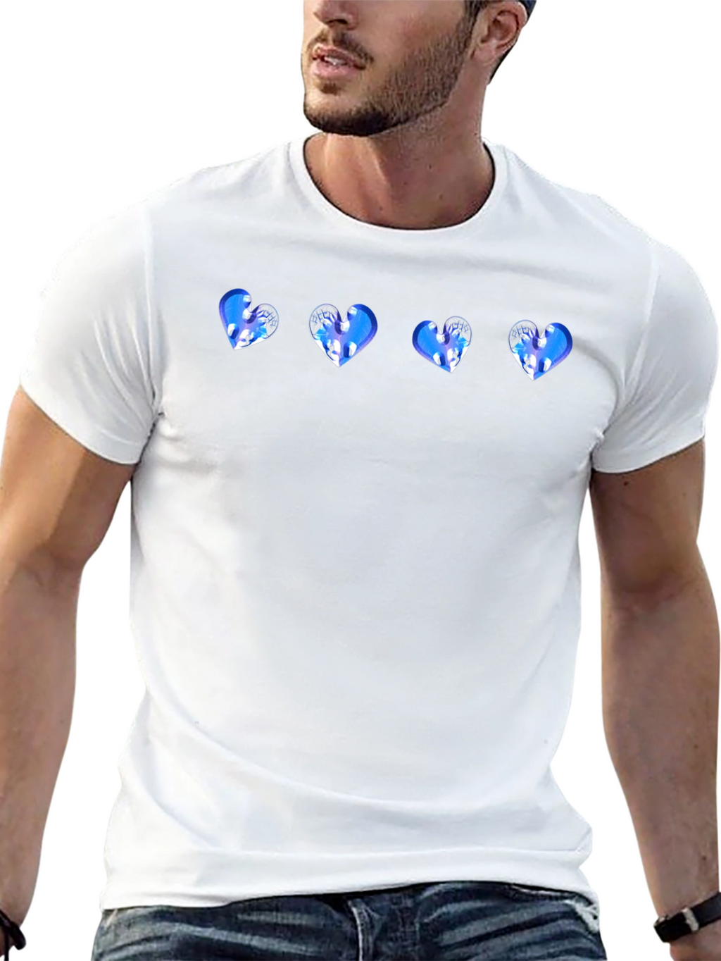 Black T-Shirt with Heart Pattern