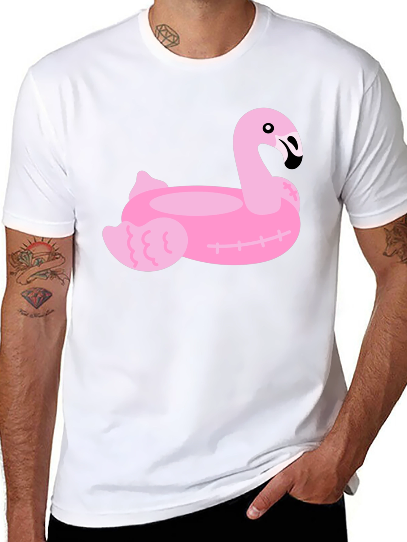 Pink Flamingo Float Graphic Tee - Summer Vibes!