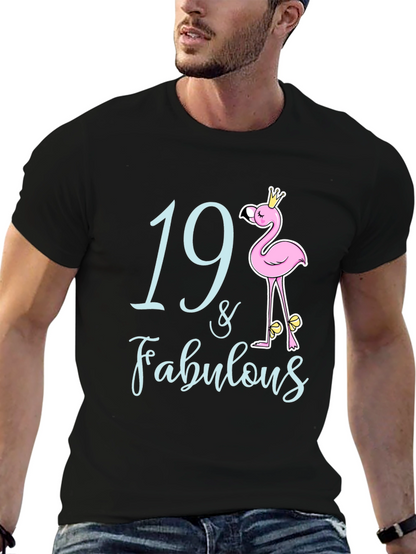 19 & Fabulous Flamingo Birthday T-Shirt