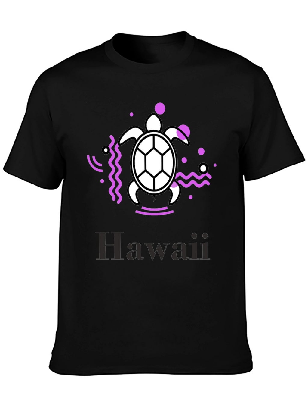 Hawaii Turtle Graphic Tee - Black Casual T-Shirt
