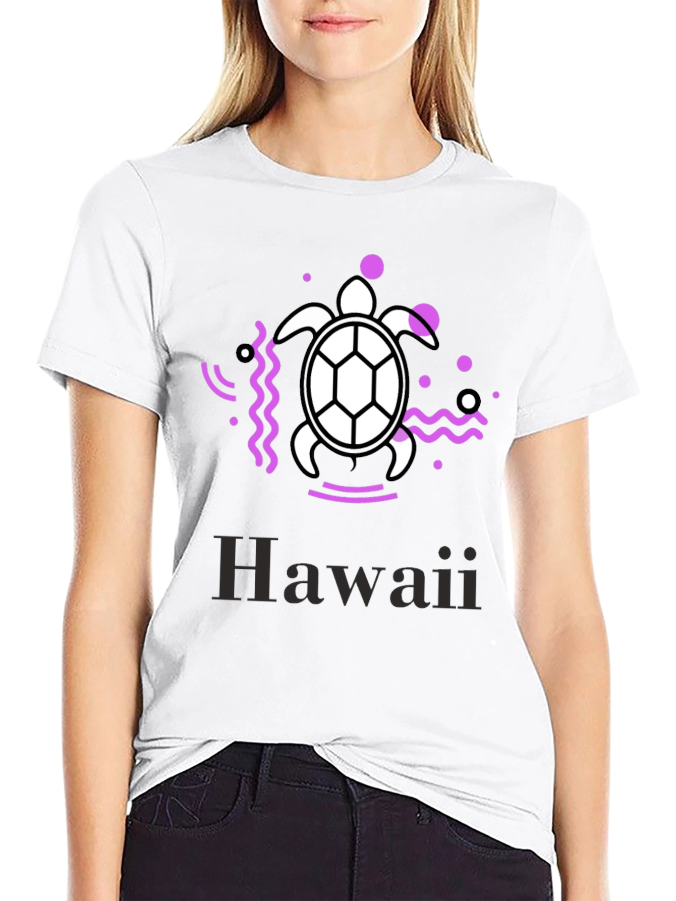Hawaii Turtle Graphic Tee - Black Casual T-Shirt