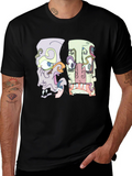 Abstract Faces Graphic Tee - Black Crew Neck T-Shirt