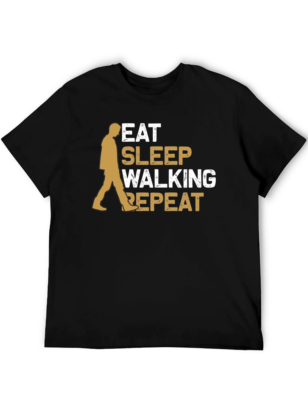 Eat Sleep Walking Repeat Black Graphic Tee