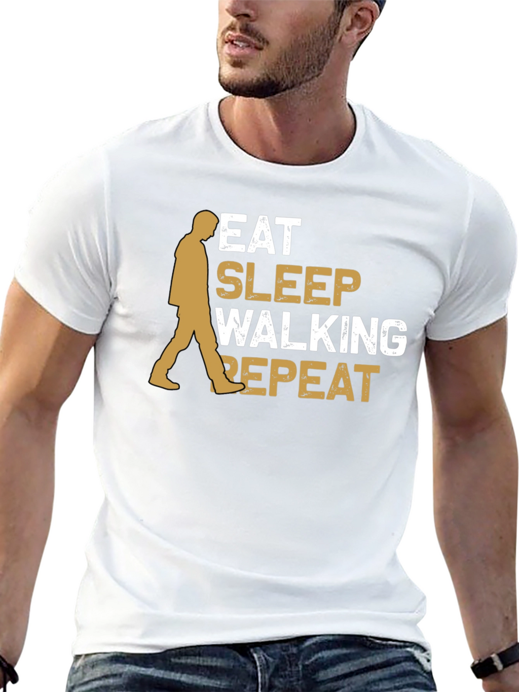 Eat Sleep Walking Repeat Black Graphic Tee