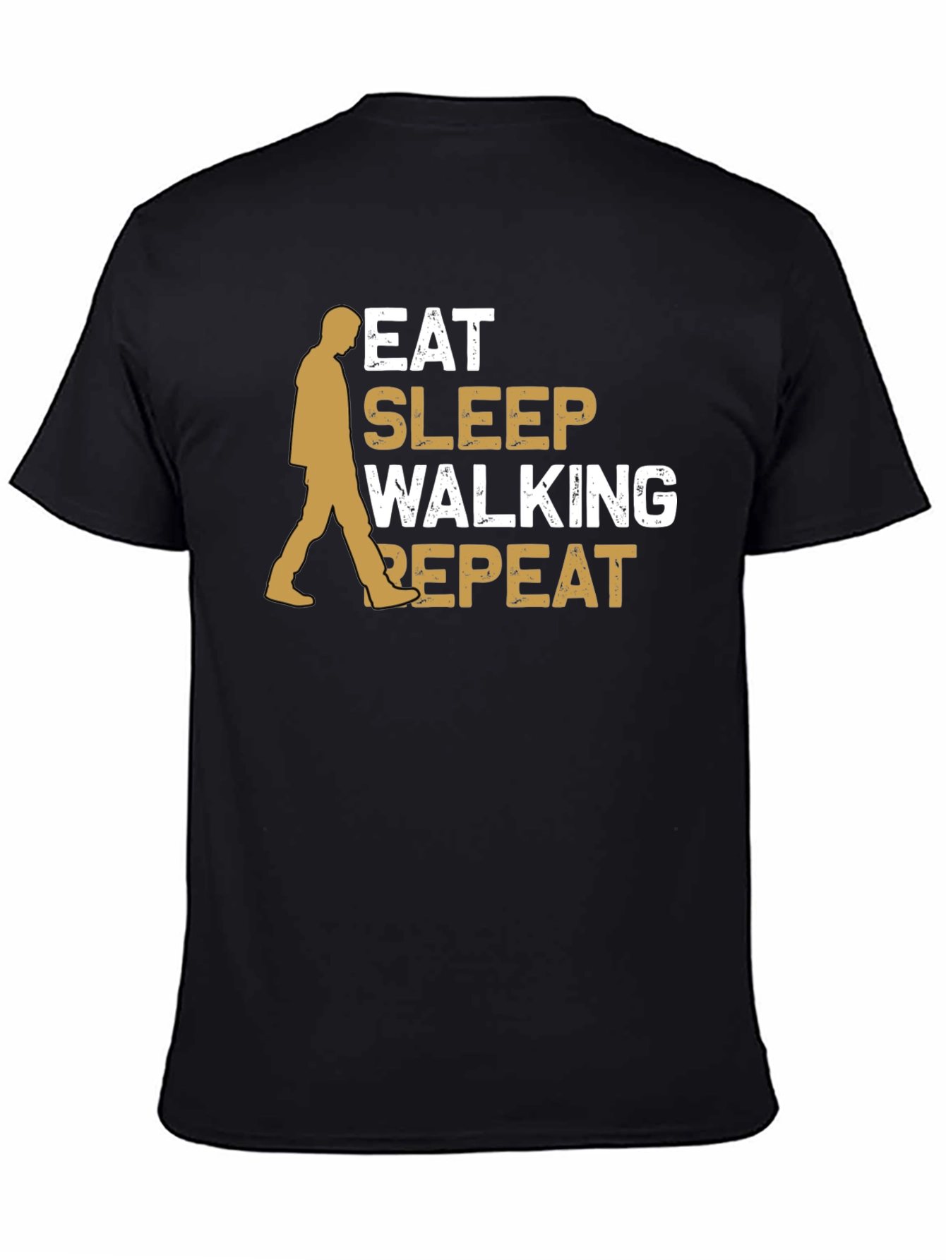 Eat Sleep Walking Repeat Black Graphic Tee