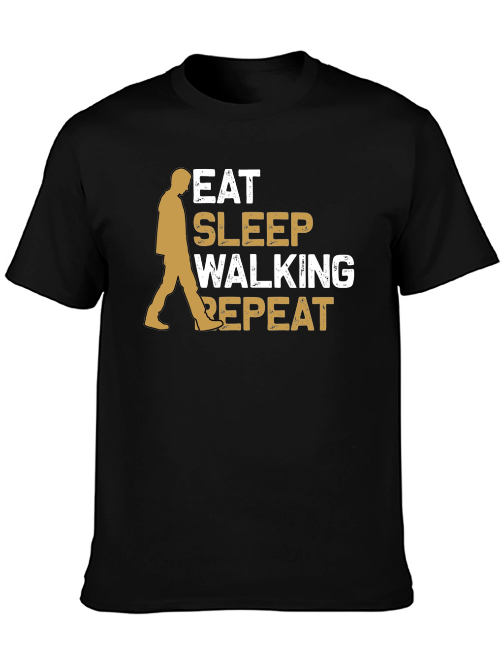 Eat Sleep Walking Repeat Black Graphic Tee