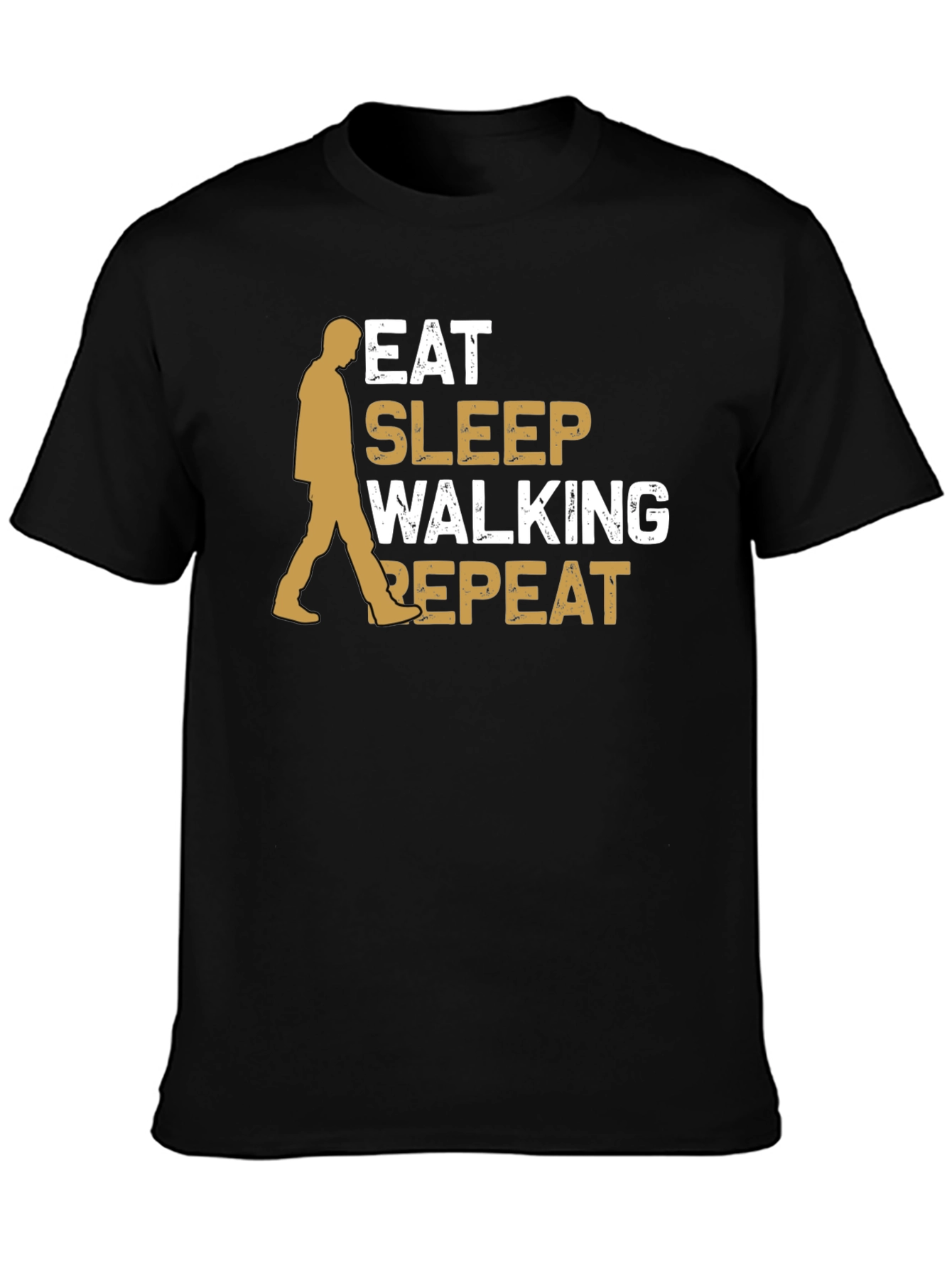 Eat Sleep Walking Repeat Black Graphic Tee