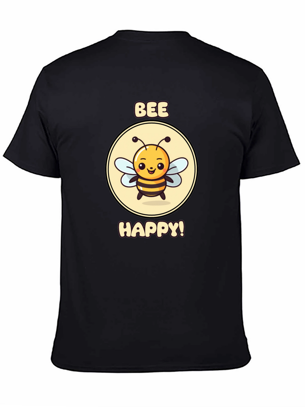 Bee Happy Graphic Tee - Black Cotton T-Shirt