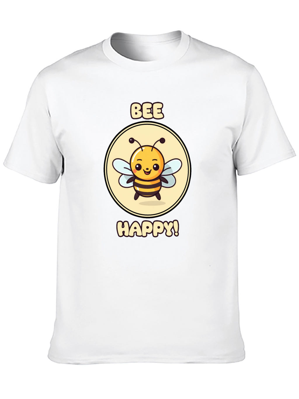 Bee Happy Graphic Tee - Black Cotton T-Shirt