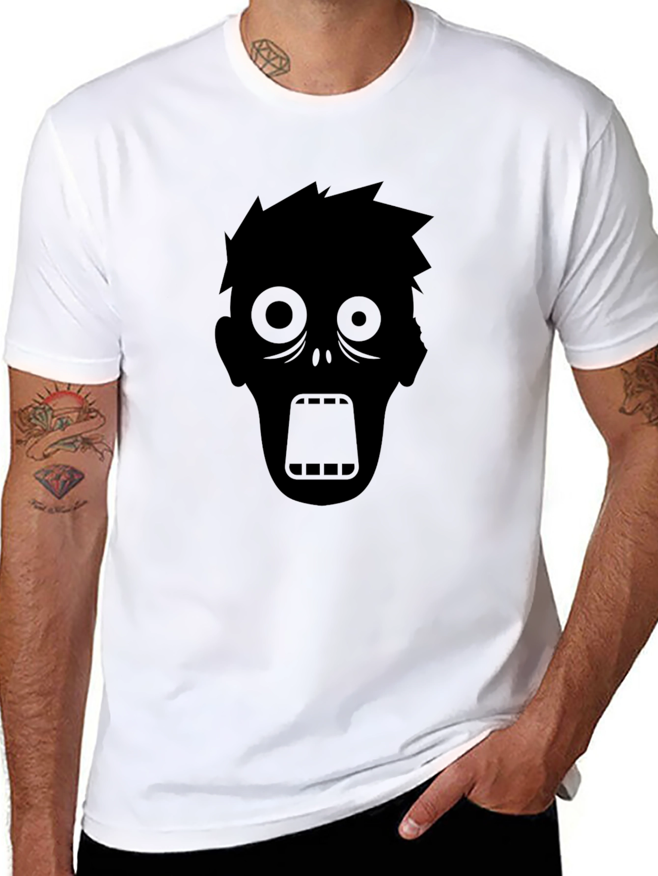 Zombie Graphic Tee - Black Cotton T-Shirt