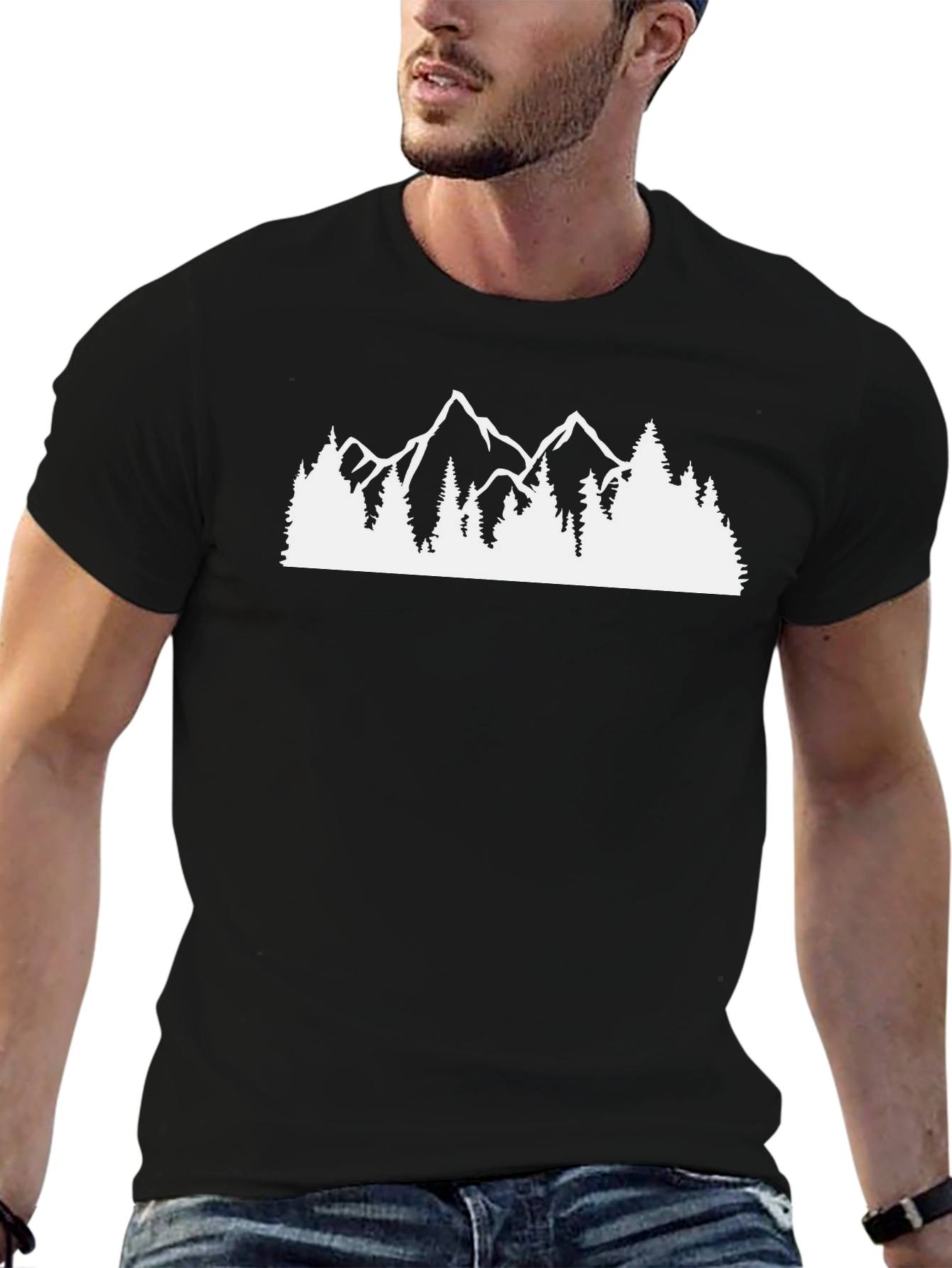 Mountain Range Graphic Tee - Black Casual Shirt