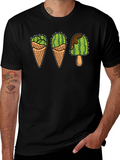 Cactus Ice Cream Graphic Tee - Novelty T-Shirt