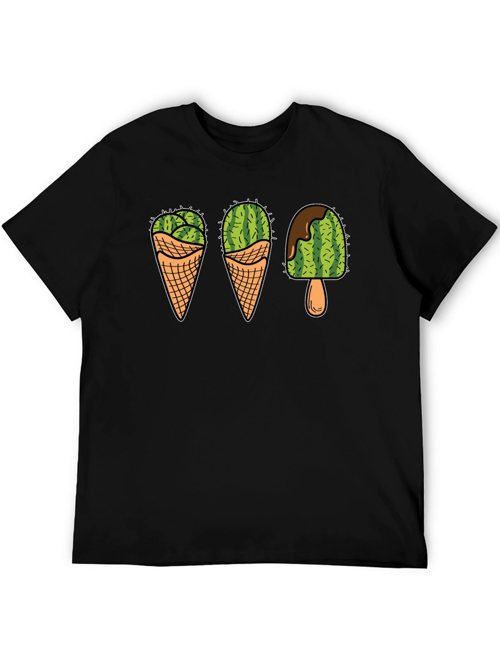 Cactus Ice Cream Graphic Tee - Novelty T-Shirt