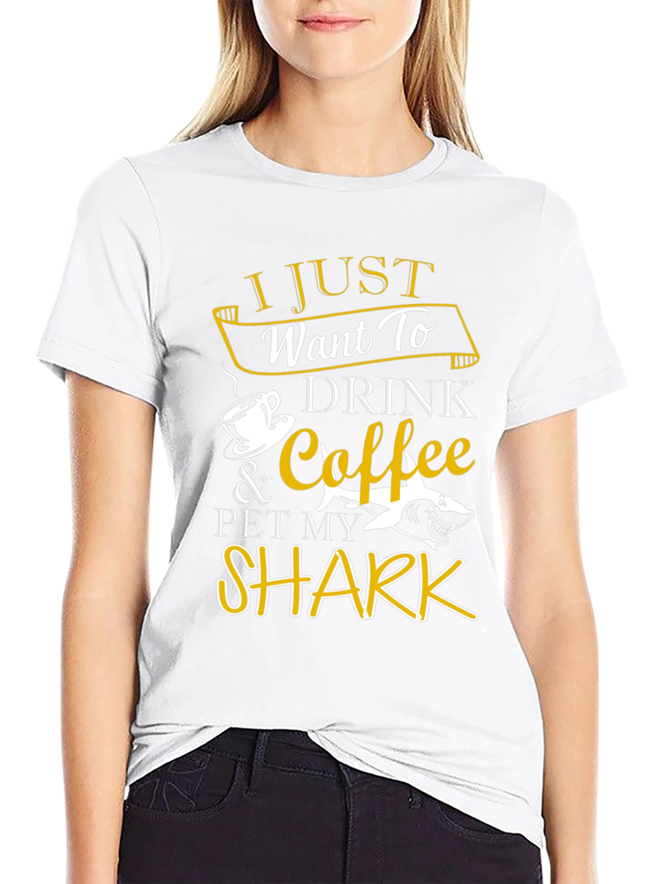 Drink Coffee Pet Shark T-Shirt