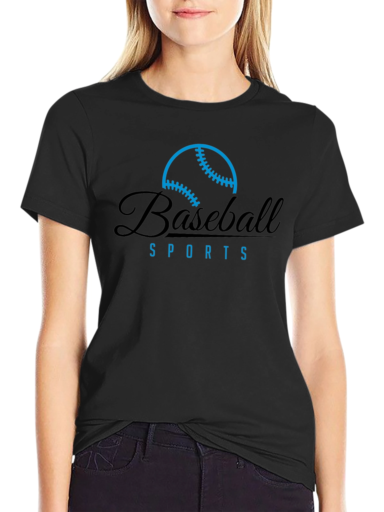 Baseball Sports Graphic Tee - Black