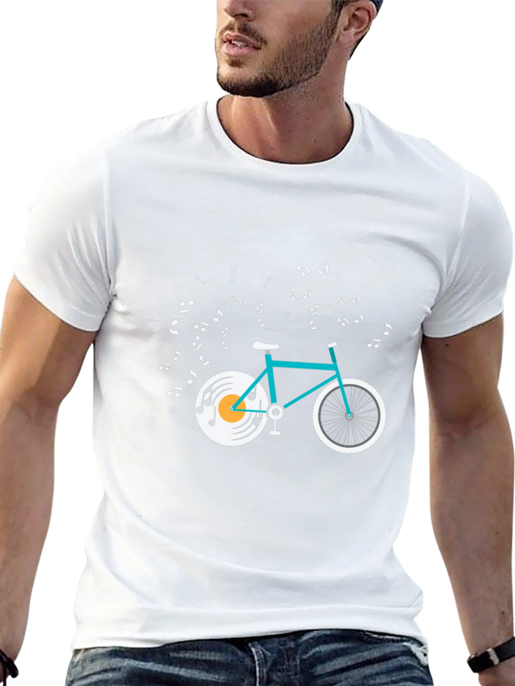 Musical Bike Graphic Tee - Black Cotton T-Shirt