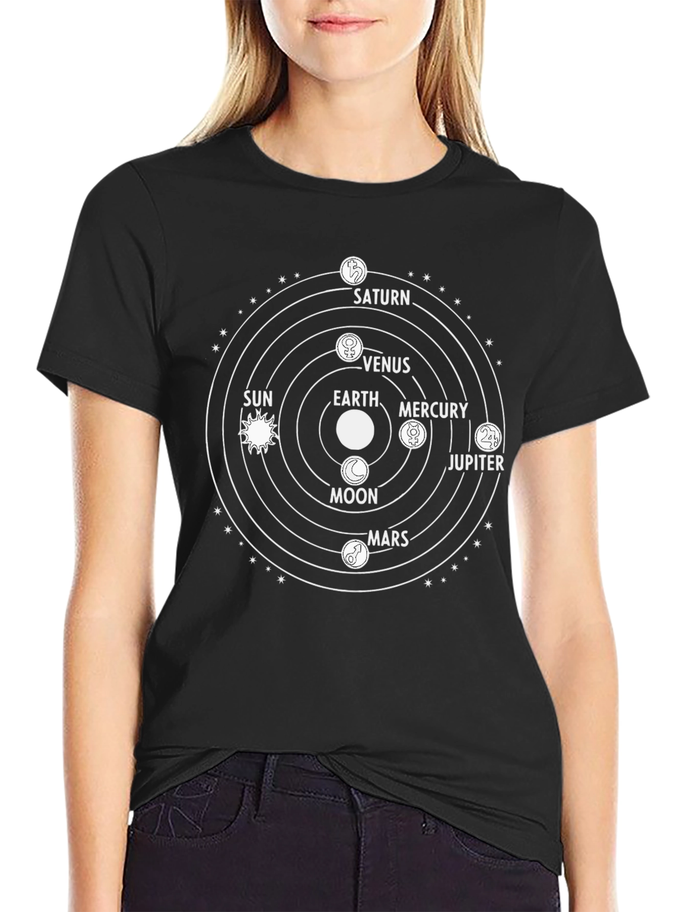 Solar System Graphic T-Shirt - Mens Black Tee