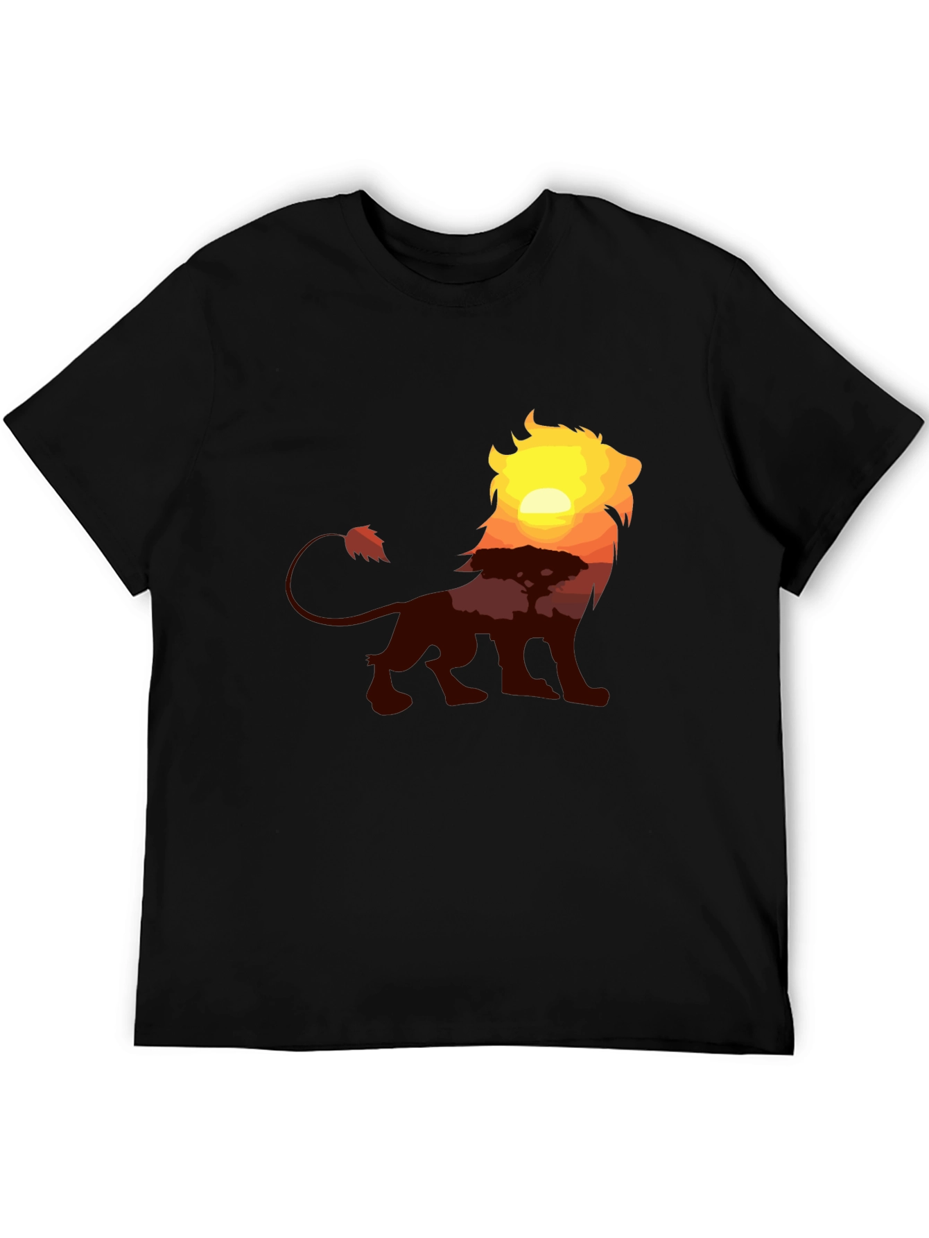 Lion Sunset Graphic Tee - Classic Black T-Shirt